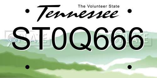 ST0Q666 Tennessee License Plate