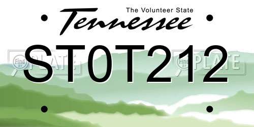 ST0T212 Tennessee License Plate