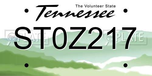 ST0Z217 Tennessee License Plate