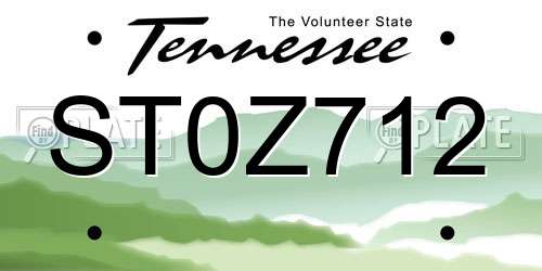 ST0Z712 Tennessee License Plate