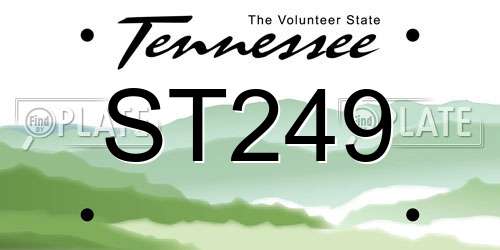 ST249 Tennessee License Plate
