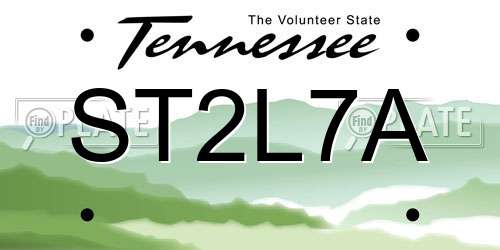 ST2L7A Tennessee License Plate