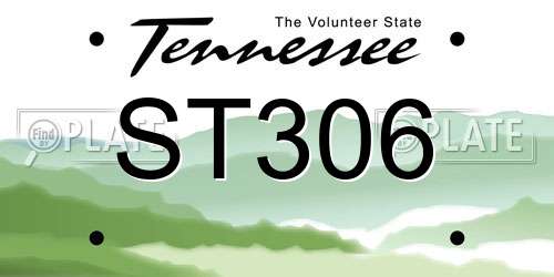 ST306 Tennessee License Plate