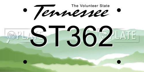 ST362 Tennessee License Plate