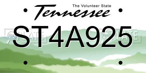 ST4A925 Tennessee License Plate