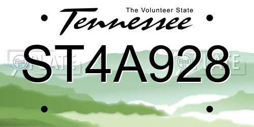 ST4A928 Tennessee License Plate