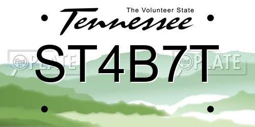 ST4B7T Tennessee License Plate