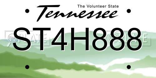 ST4H888 Tennessee License Plate
