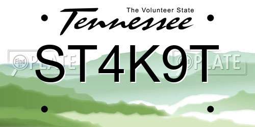 ST4K9T Tennessee License Plate