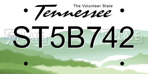 ST5B742 Tennessee License Plate