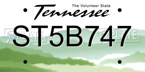 ST5B747 Tennessee License Plate
