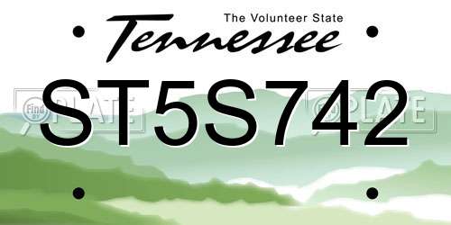 ST5S742 Tennessee License Plate