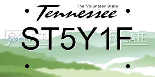 ST5Y1F Tennessee License Plate