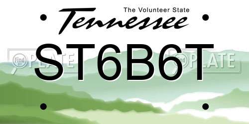 ST6B6T Tennessee License Plate