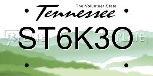 ST6K3O Tennessee License Plate