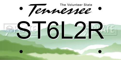 ST6L2R Tennessee License Plate