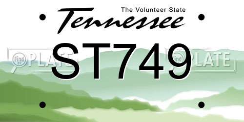 ST749 Tennessee License Plate