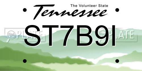 ST7B9I Tennessee License Plate