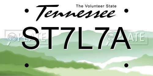 ST7L7A Tennessee License Plate