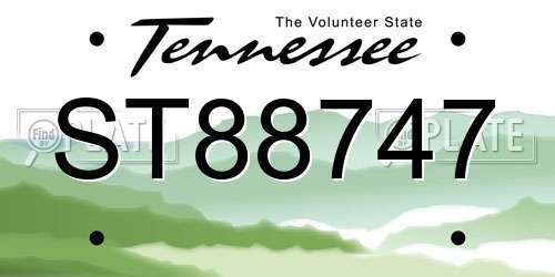 ST88747 Tennessee License Plate
