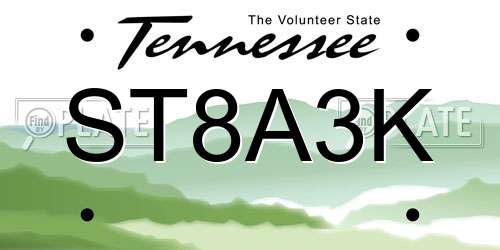 ST8A3K Tennessee License Plate