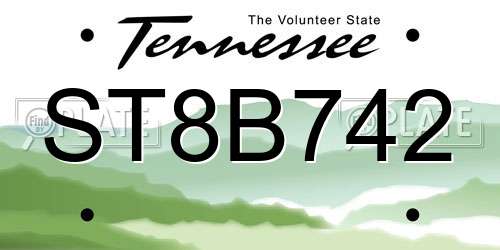 ST8B742 Tennessee License Plate