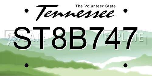 ST8B747 Tennessee License Plate