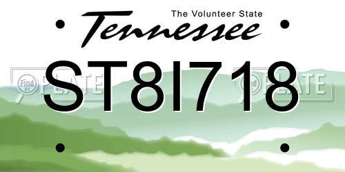 ST8I718 Tennessee License Plate