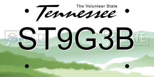 ST9G3B Tennessee License Plate