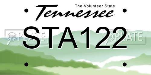 STA122 Tennessee License Plate