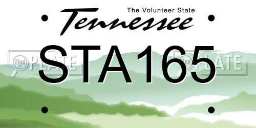 STA165 Tennessee License Plate