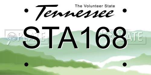 STA168 Tennessee License Plate