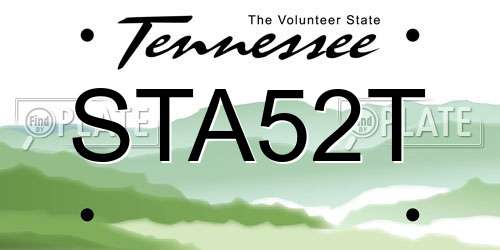 STA52T Tennessee License Plate