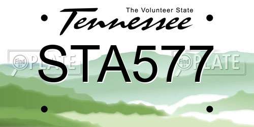 STA577 Tennessee License Plate