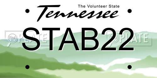 STAB22 Tennessee License Plate