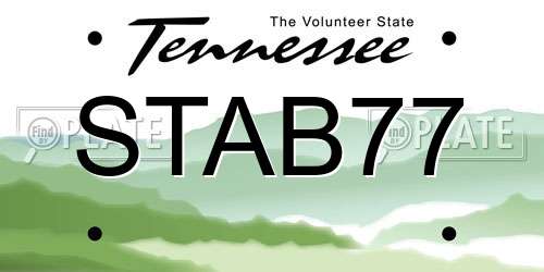 STAB77 Tennessee License Plate