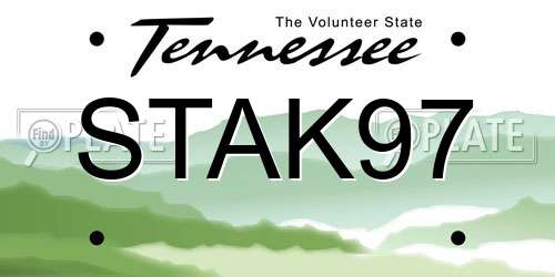 STAK97 Tennessee License Plate
