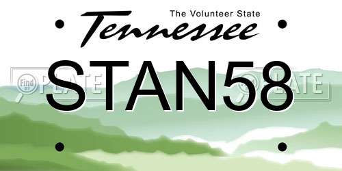 STAN58 Tennessee License Plate