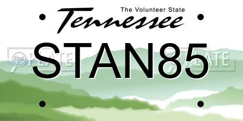 STAN85 Tennessee License Plate