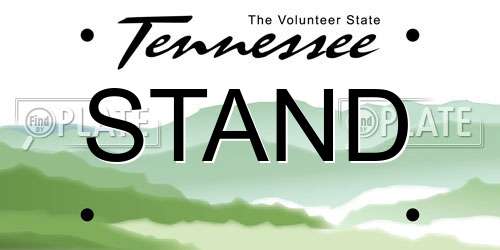 STAND Tennessee License Plate