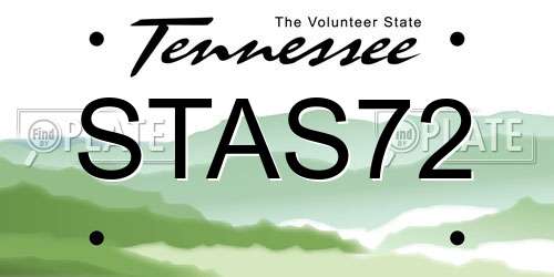 STAS72 Tennessee License Plate