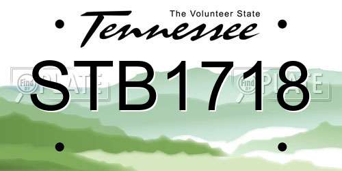 STB1718 Tennessee License Plate