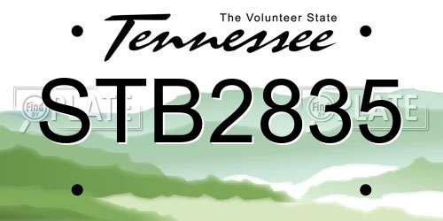 STB2835 Tennessee License Plate