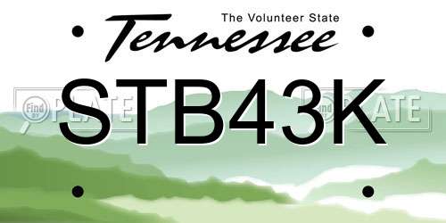STB43K Tennessee License Plate