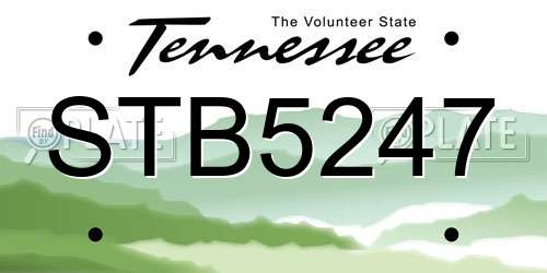 STB5247 Tennessee License Plate