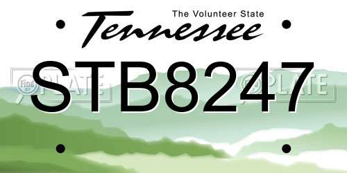 STB8247 Tennessee License Plate