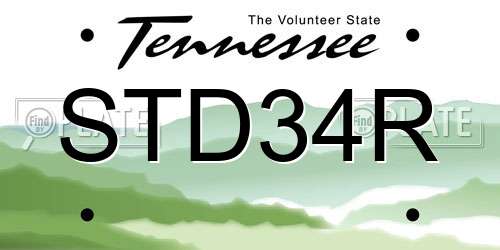 STD34R Tennessee License Plate