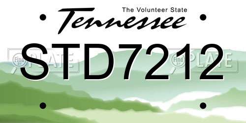 STD7212 Tennessee License Plate