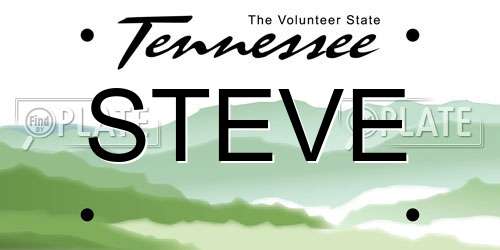 STEVE Tennessee License Plate