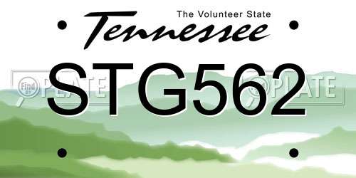 STG562 Tennessee License Plate
